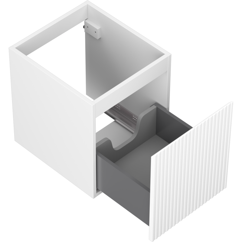 Mexen Rivel bathroom cabinet for washbasin 40 cm, 1 drawer, fluted, white matt - 91A20-04047-1-BF01