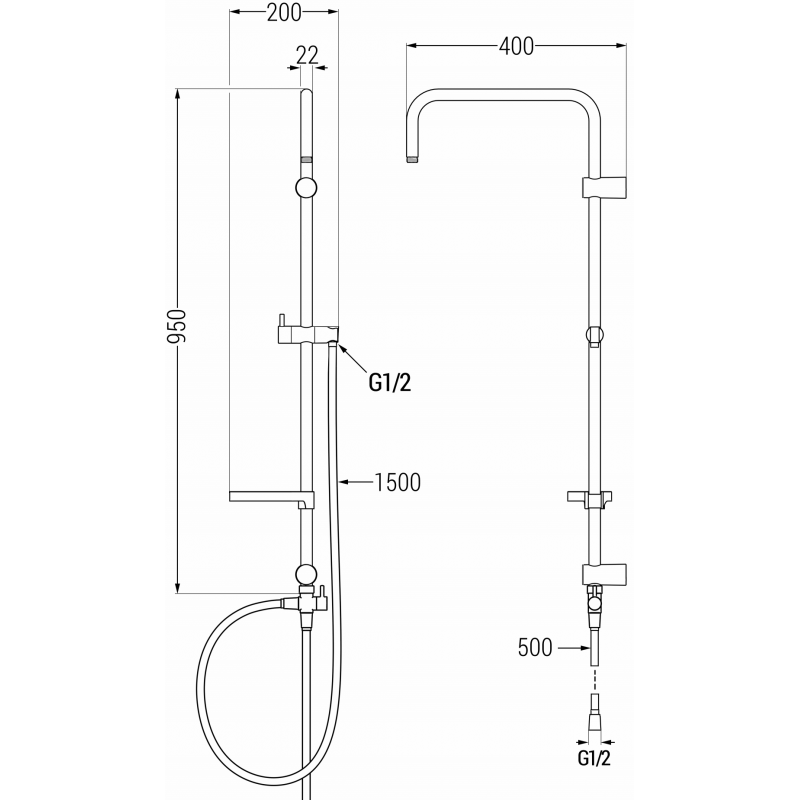 Mexen X shower column, gold - 7939199-50