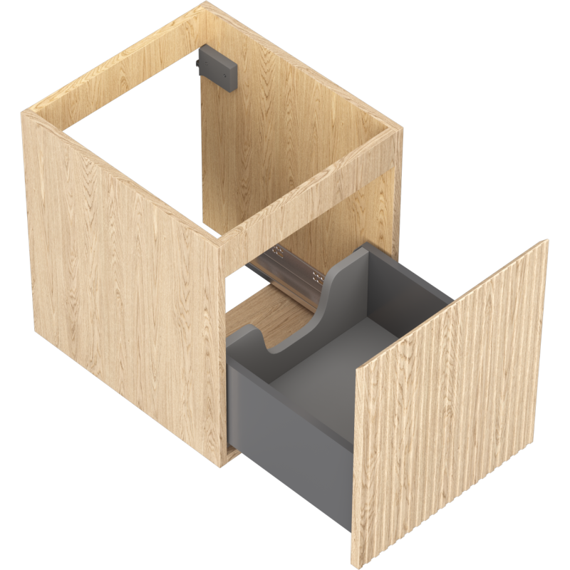 Mexen Rivel 40 cm under-sink bathroom cabinet, 1 drawer, grooved, oak - 91A20-04047-1-BF81