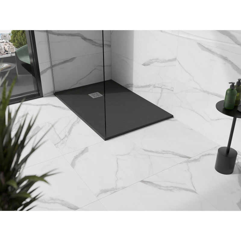 Mexen Stone+ rectangular composite shower tray 100 x 90 cm, anthracite - 44719010