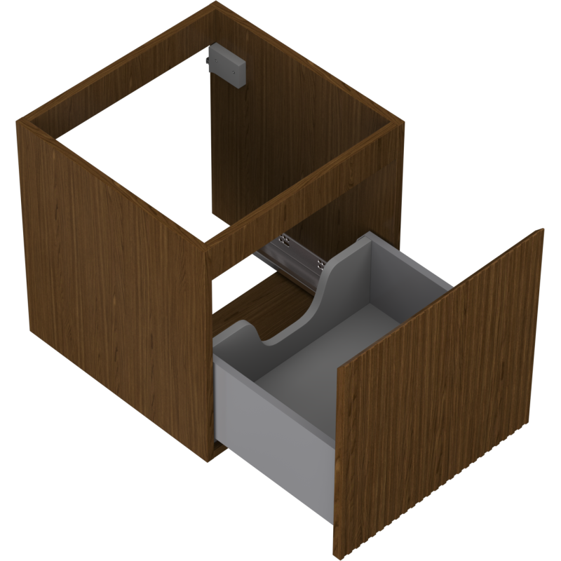 Mexen Rivel bathroom cabinet for sink 45 cm, 1 drawer, fluted, walnut - 91A20-04547-1-BF86