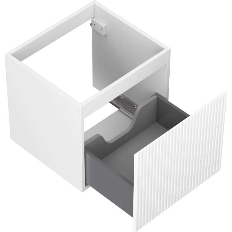 Mexen Rivel bathroom cabinet for a washbasin 50 cm, 1 drawer, fluted, white matt - 91A20-05047-1-BF01