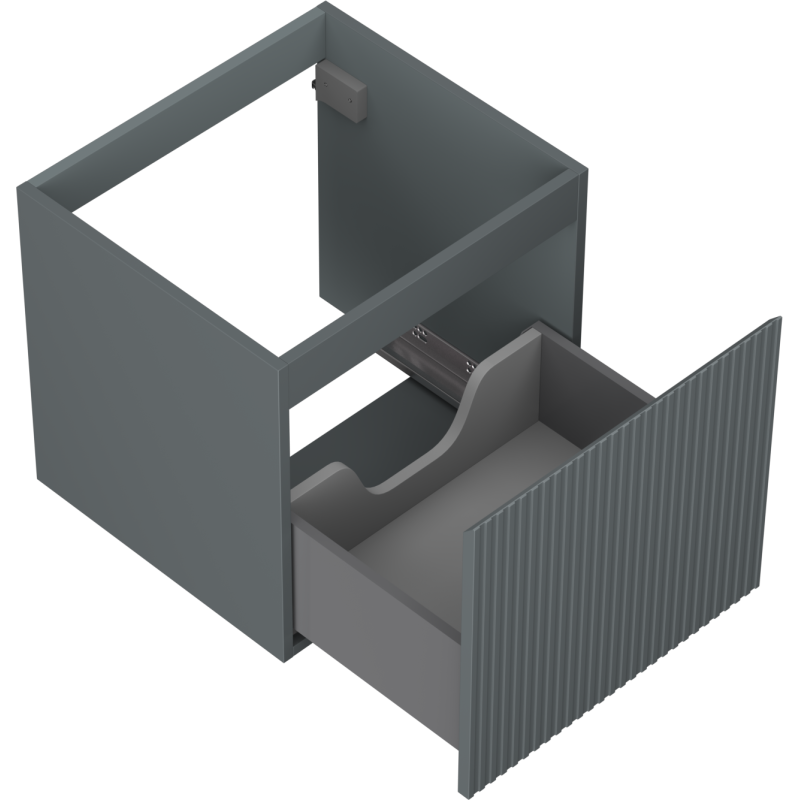 Mexen Rivel 50 cm Bathroom Cabinet, 1 Drawer, Fluted, Matte Graphite - 91A20-05047-1-BF66