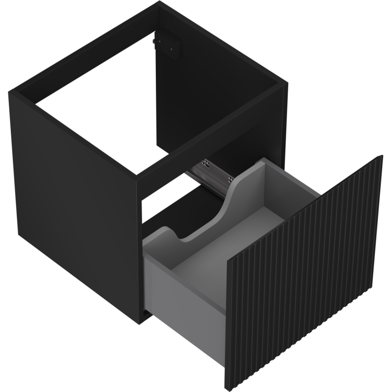 Mexen Rivel bathroom cabinet under washbasin 50 cm, 1 drawer, grooved, black matt - 91A20-05047-1-BF71