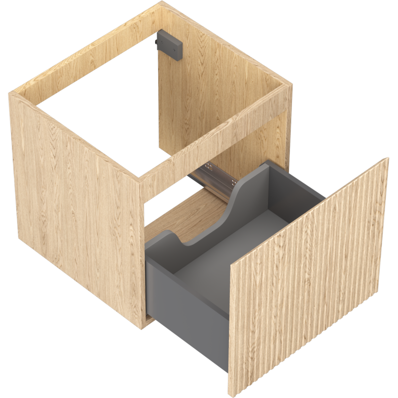 Mexen Rivel bathroom cabinet for a washbasin 50 cm, 1 drawer, fluted, oak - 91A20-05047-1-BF81