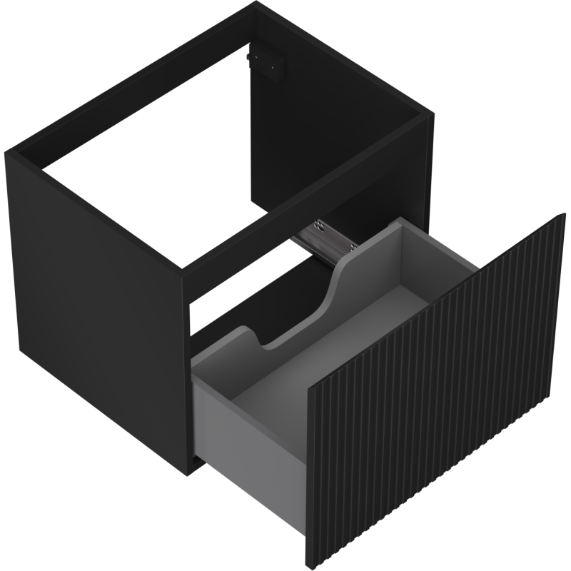 Mexen Rivel bathroom cabinet under sink 60 cm, 1 drawer, grooved, black matte - 91A20-06047-1-BF71