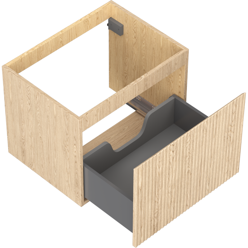 Mexen Rivel bathroom cabinet for washbasin 60 cm, 1 drawer, grooved, oak - 91A20-06047-1-BF81