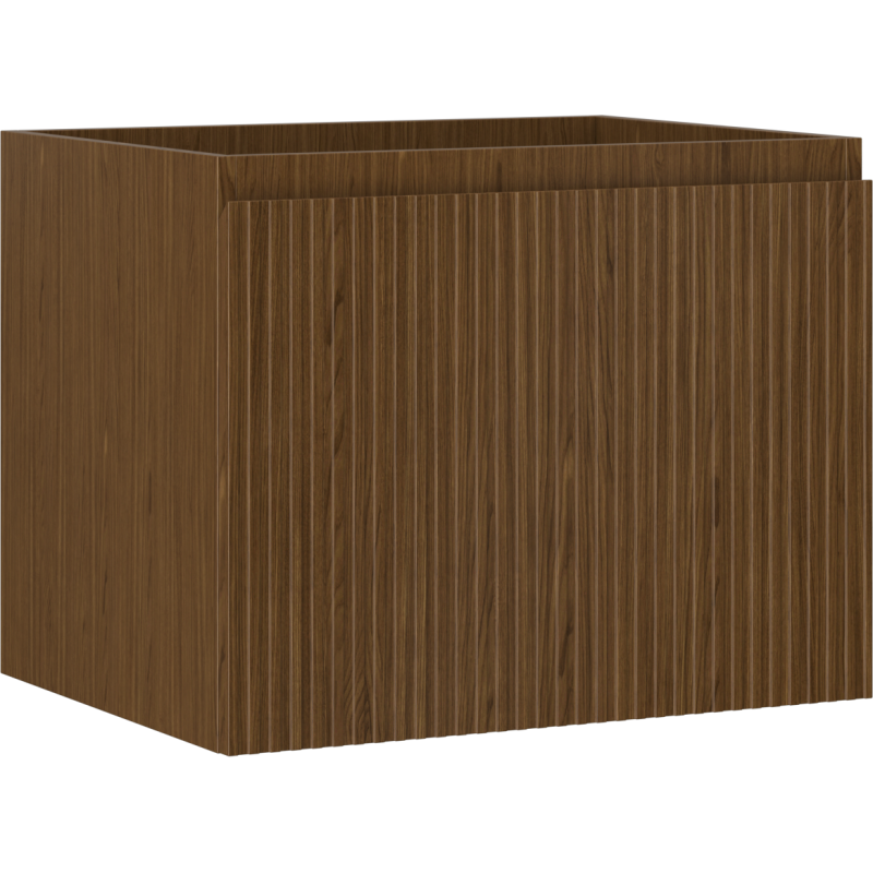 Mexen Rivel bathroom cabinet under sink 60 cm, 1 drawer, fluted, walnut - 91A20-06047-1-BF86