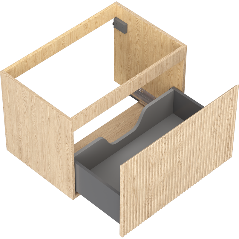 Mexen Rivel 70 cm Bathroom Cabinet, 1 Drawer, Fluted, Oak - 91A20-07047-1-BF81