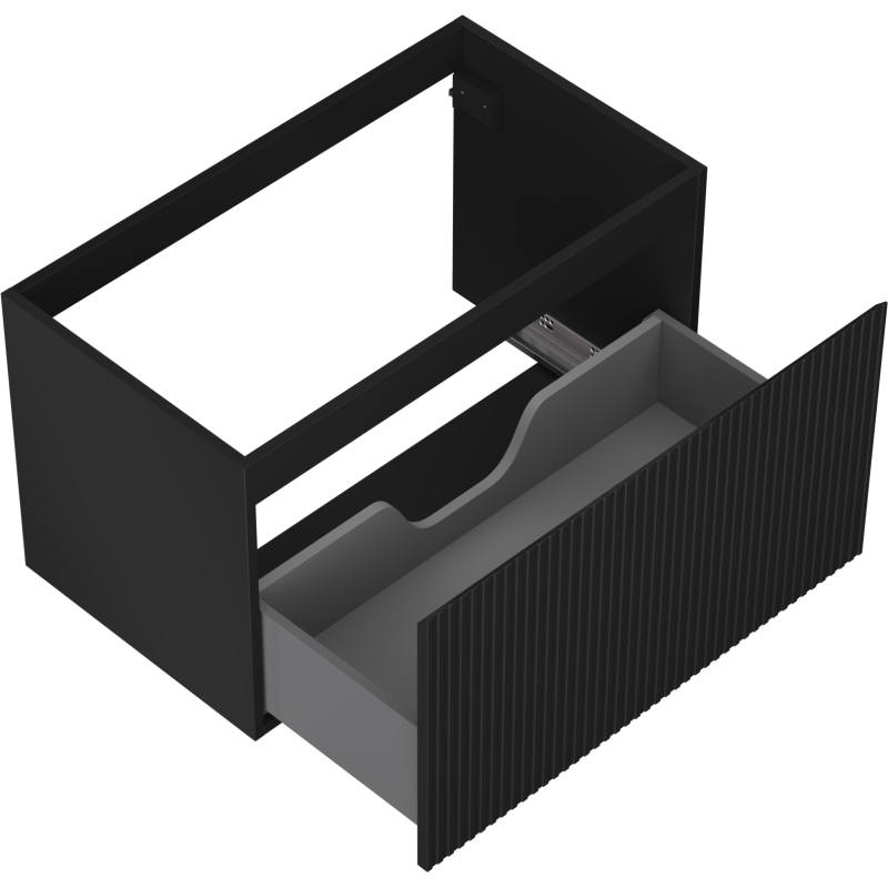 Mexen Rivel bathroom cabinet under sink 80 cm, 1 drawer, grooved, black matte - 91A20-08047-1-BF71