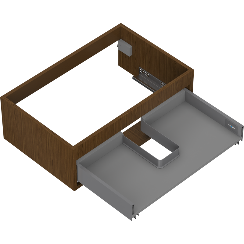 Mexen Box-A Cabinet Base for Washbasin 70 cm, 1 Drawer, Walnut - 91AX0-0700-235-1-86