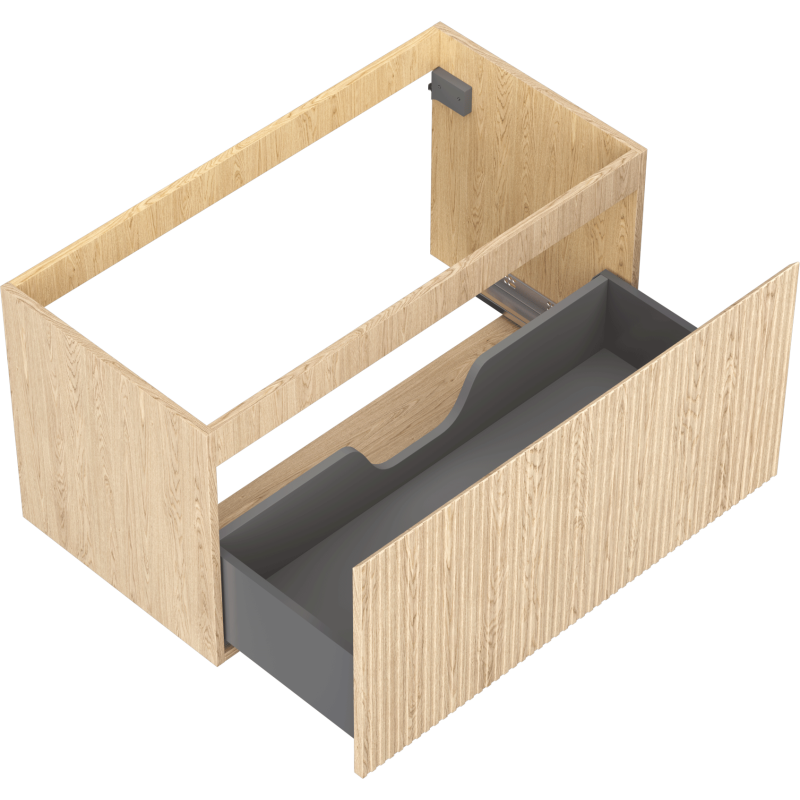 Mexen Rivel bathroom cabinet for washbasin 90 cm, 1 drawer, ridged, oak - 91A20-09047-1-BF81