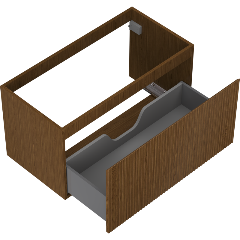 Mexen Rivel bathroom cabinet under-sink 90 cm, 1 drawer, grooved, walnut - 91A20-09047-1-BF86