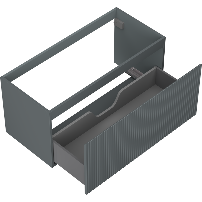 Mexen Rivel bathroom cabinet under sink 100 cm, 1 drawer, fluted, matte graphite - 91A20-10047-1-BF66