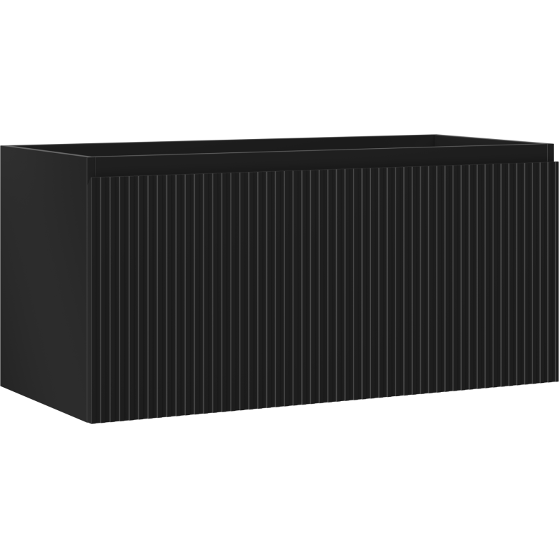 Mexen Rivel bathroom cabinet for a 100 cm washbasin, 1 drawer, fluted, matte black - 91A20-10047-1-BF71
