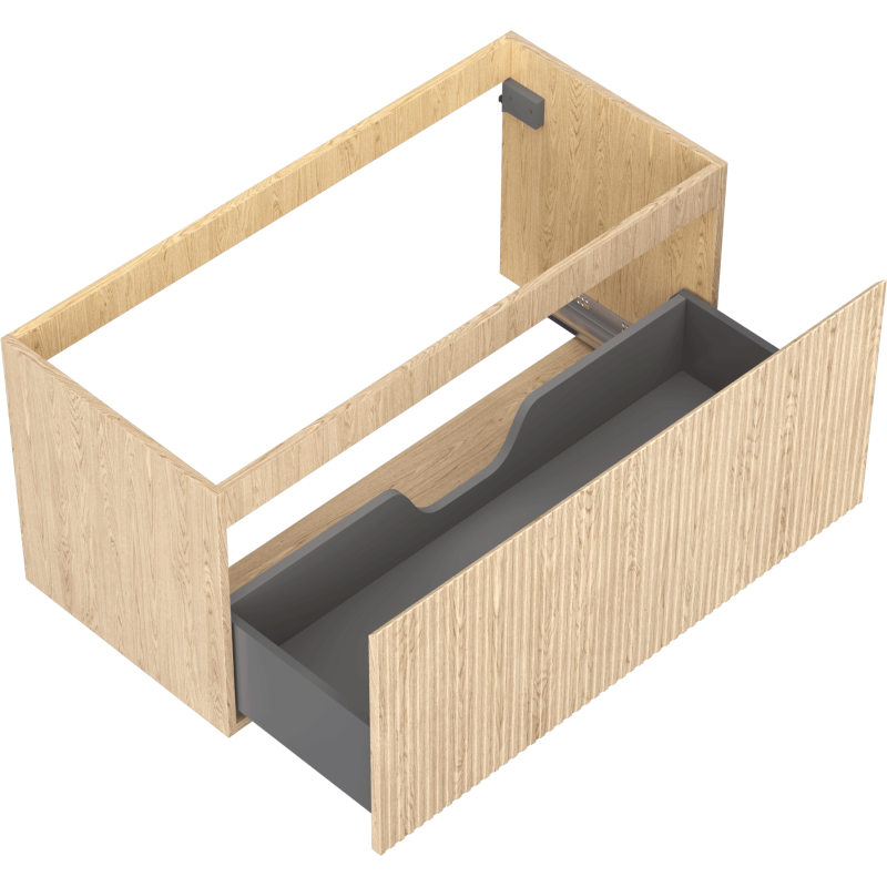 Mexen Rivel bathroom cabinet under-sink 100 cm, 1 drawer, grooved, oak - 91A20-10047-1-BF81