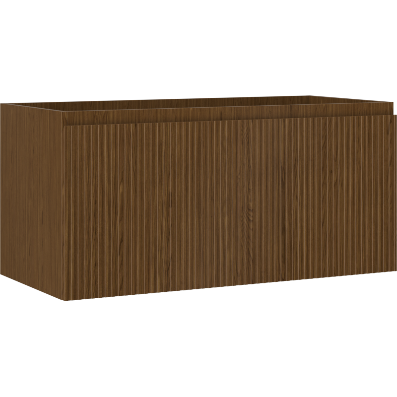 Mexen Rivel bathroom cabinet under-sink 100 cm, 1 drawer, grooved, walnut - 91A20-10047-1-BF86
