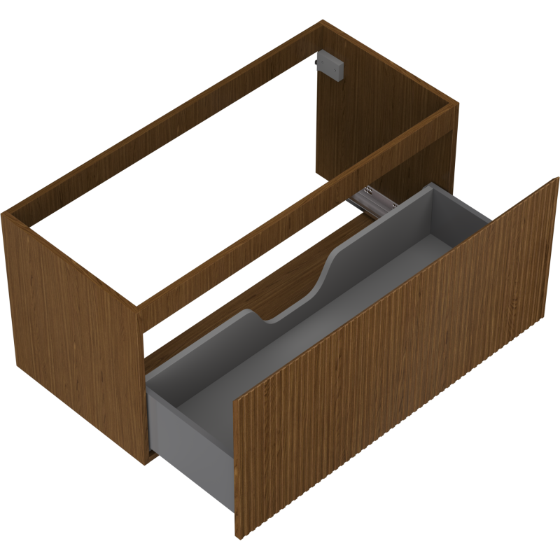 Mexen Rivel bathroom cabinet under-sink 100 cm, 1 drawer, grooved, walnut - 91A20-10047-1-BF86