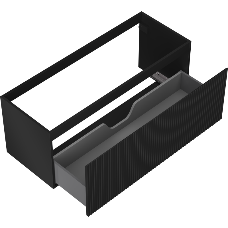 Mexen Rivel bathroom cabinet under washbasin 120 cm, 1 drawer, grooved, matte black - 91A20-12047-1-BF71