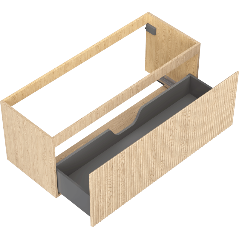 Mexen Rivel 120 cm Bathroom Vanity Cabinet, 1 Drawer, Grooved, Oak - 91A20-12047-1-BF81