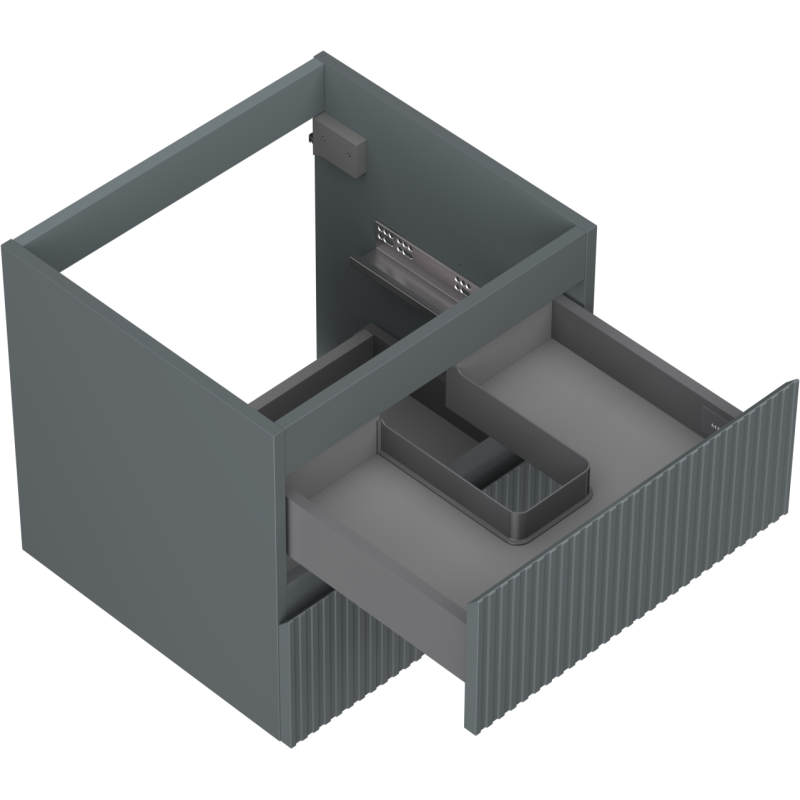 Mexen Rivel bathroom cabinet under sink 50 cm, 2 drawers, fluted, matte graphite - 91A20-05047-2-BFF66