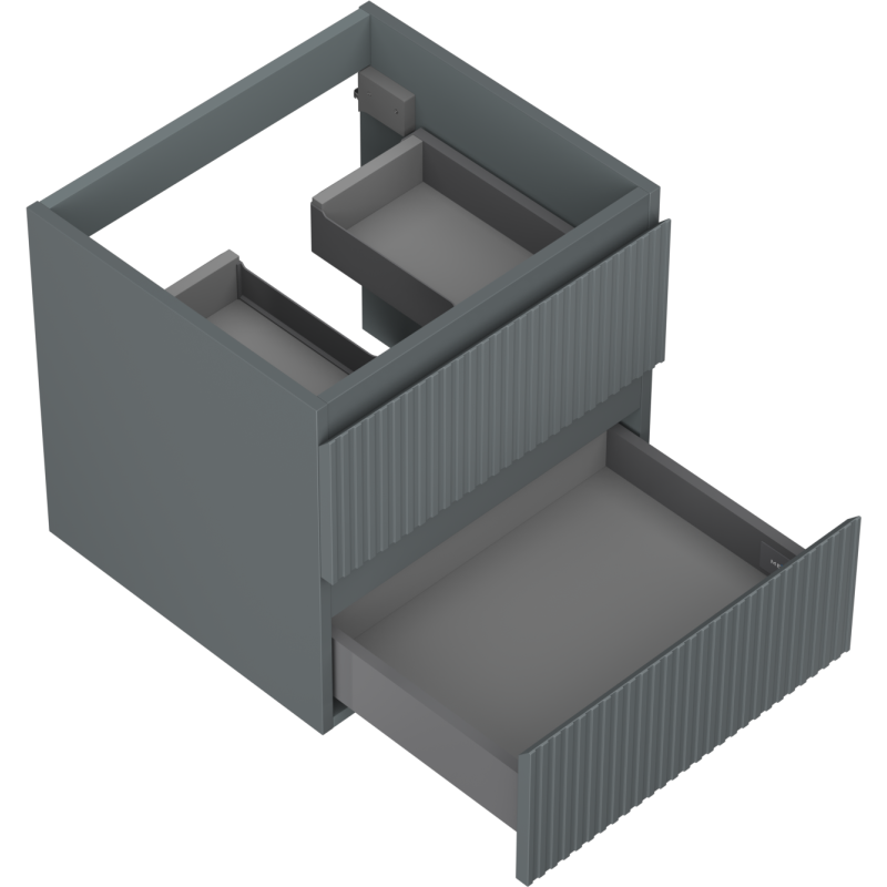 Mexen Rivel bathroom cabinet under sink 50 cm, 2 drawers, fluted, matte graphite - 91A20-05047-2-BFF66