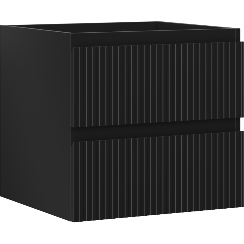 Mexen Rivel bathroom cabinet under-sink 50 cm, 2 drawers, grooved, black matte - 91A20-05047-2-BFF71