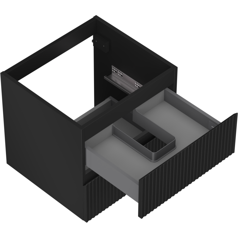 Mexen Rivel bathroom cabinet under sink 50 cm, 2 drawers, grooved, black matte - 91A20-05047-2-BFF71