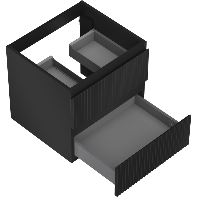 Mexen Rivel bathroom cabinet under sink 50 cm, 2 drawers, grooved, black matte - 91A20-05047-2-BFF71