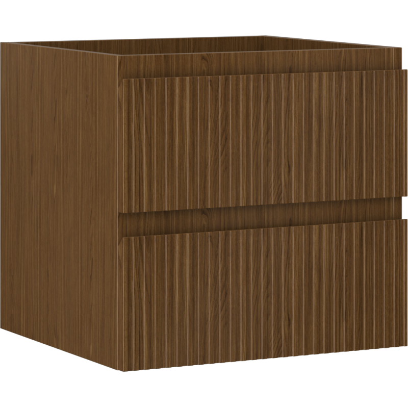 Mexen Rivel bathroom cabinet under-sink 50 cm, 2 drawers, grooved, walnut - 91A20-05047-2-BFF86