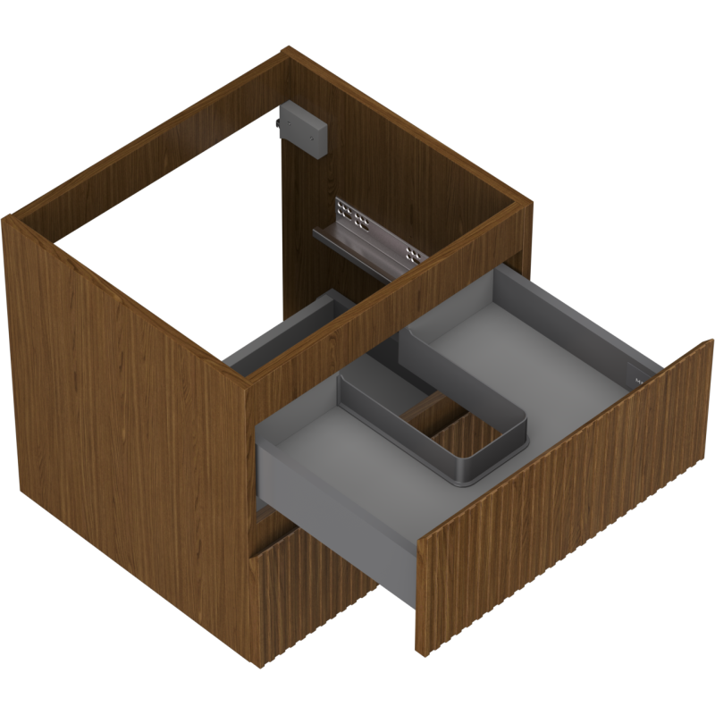 Mexen Rivel bathroom cabinet under-sink 50 cm, 2 drawers, grooved, walnut - 91A20-05047-2-BFF86