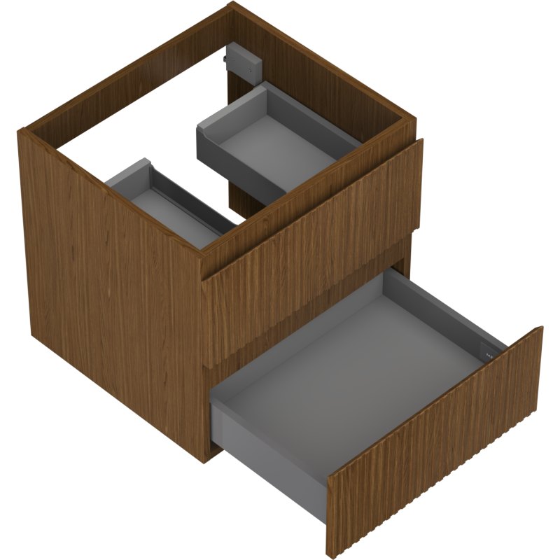 Mexen Rivel bathroom cabinet under-sink 50 cm, 2 drawers, grooved, walnut - 91A20-05047-2-BFF86