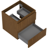 Mexen Rivel bathroom cabinet under the sink 50 cm, 2 drawers, grooved, walnut - 91A20-05047-2-BFF86