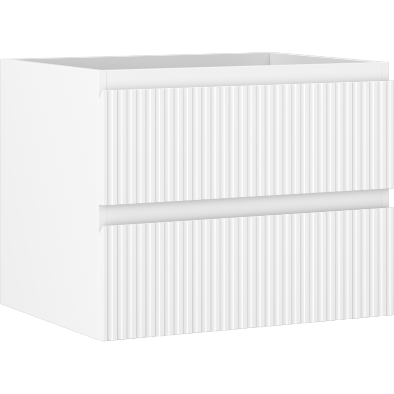 Mexen Rivel bathroom cabinet under washbasin 60 cm, 2 drawers, fluted, matte white - 91A20-06047-2-BFF01