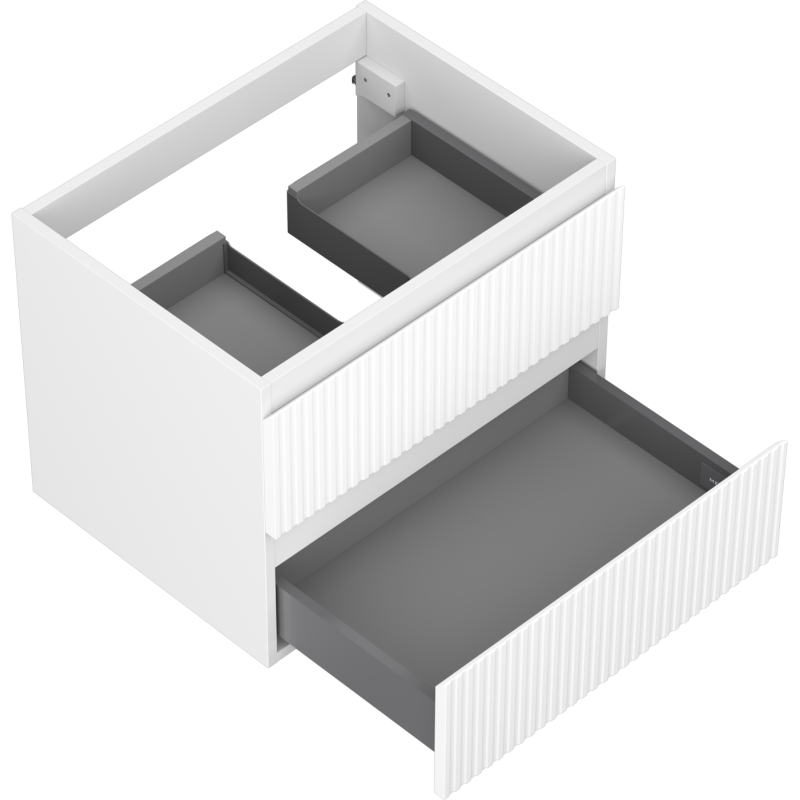 Mexen Rivel bathroom cabinet for under washbasin 60 cm, 2 drawers, grooved, white matt - 91A20-06047-2-BFF01