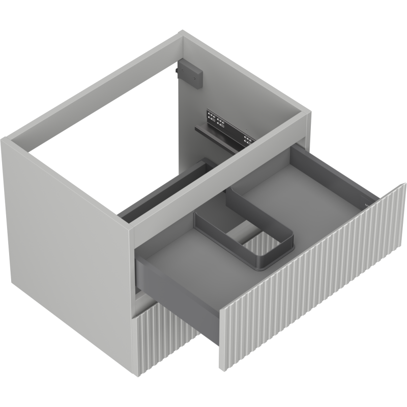 Mexen Rivel 60 cm Under-Sink Bathroom Cabinet, 2 Drawers, Fluted, Matte Grey - 91A20-06047-2-BFF62