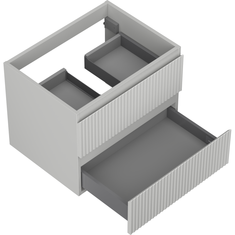 Mexen Rivel 60 cm Under-Sink Bathroom Cabinet, 2 Drawers, Fluted, Matte Grey - 91A20-06047-2-BFF62