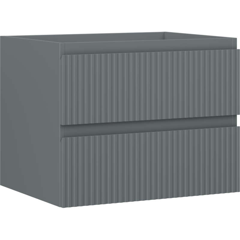 Mexen Rivel bathroom cabinet under the sink 60 cm, 2 drawers, grooved, matte graphite - 91A20-06047-2-BFF66