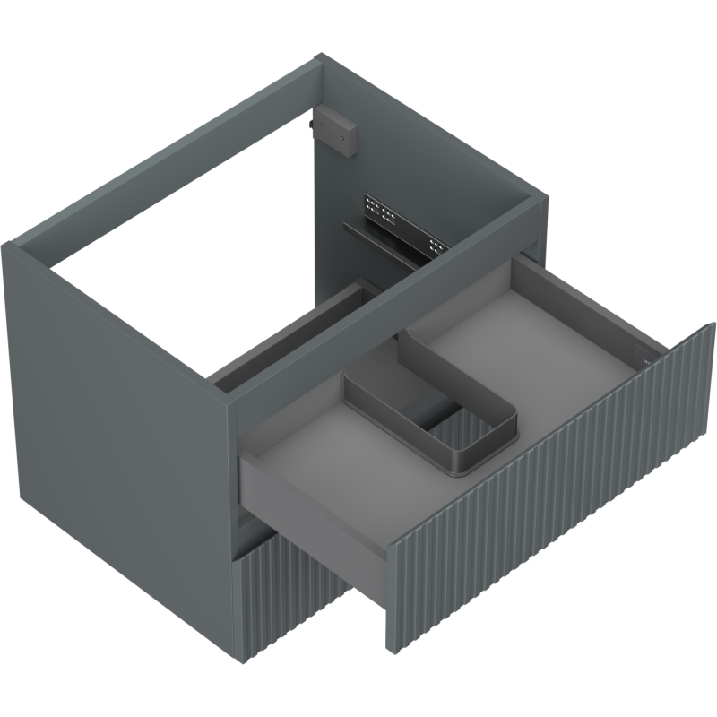 Mexen Rivel bathroom cabinet for washbasin 60 cm, 2 drawers, fluted, matte graphite - 91A20-06047-2-BFF66