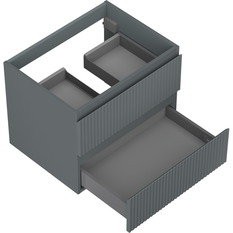 Mexen Rivel bathroom cabinet for washbasin 60 cm, 2 drawers, fluted, matte graphite - 91A20-06047-2-BFF66