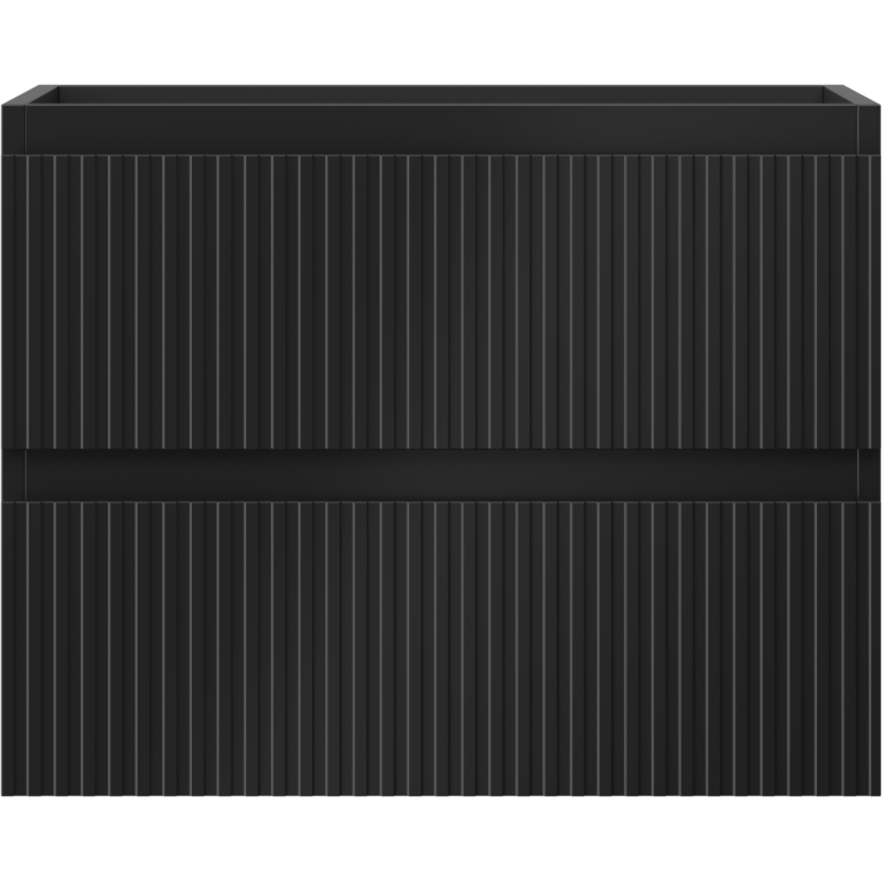 Mexen Rivel bathroom cabinet for under sink 60 cm, 2 drawers, grooved, black matte - 91A20-06047-2-BFF71