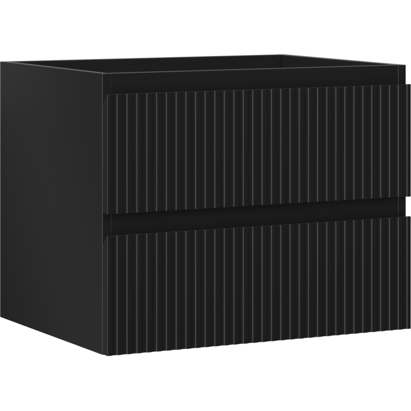 Mexen Rivel bathroom cabinet for washbasin 60 cm, 2 drawers, grooved, matte black - 91A20-06047-2-BFF71