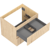 Mexen Rivel bathroom cabinet under sink 60 cm, 2 drawers, grooved, oak - 91A20-06047-2-BFF81