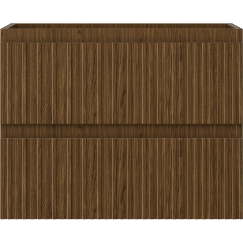 Mexen Rivel bathroom cabinet under-sink 60 cm, 2 drawers, fluted, walnut - 91A20-06047-2-BFF86