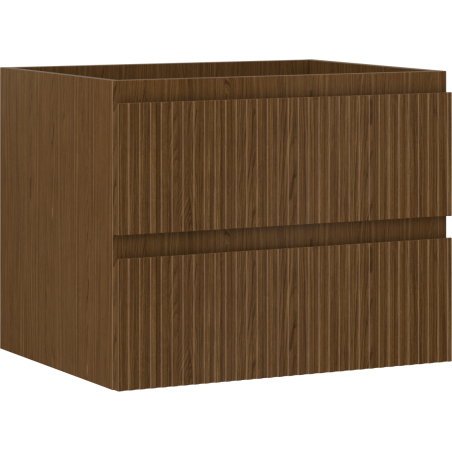 Mexen Rivel bathroom cabinet under sink 60 cm, 2 drawers, fluted, walnut - 91A20-06047-2-BFF86