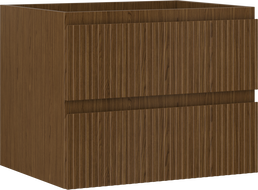 Mexen Rivel bathroom cabinet under sink 60 cm, 2 drawers, fluted, walnut - 91A20-06047-2-BFF86