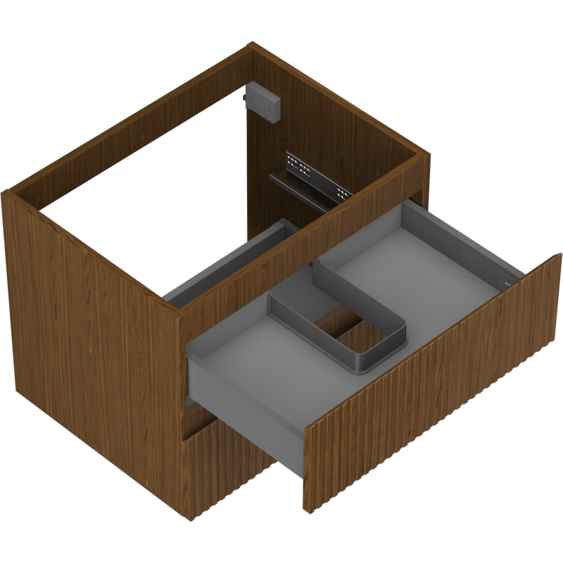 Mexen Rivel bathroom cabinet under-sink 60 cm, 2 drawers, fluted, walnut - 91A20-06047-2-BFF86