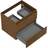 Mexen Rivel bathroom cabinet under sink 60 cm, 2 drawers, fluted, walnut - 91A20-06047-2-BFF86