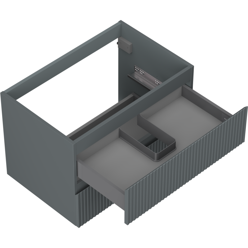 Mexen Rivel bathroom cabinet for washbasin 70 cm, 2 drawers, grooved, matte graphite - 91A20-07047-2-BFF66