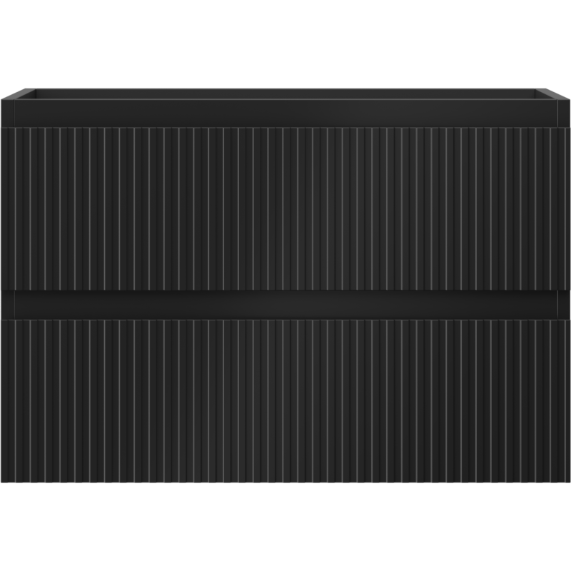 Mexen Rivel bathroom cabinet under-sink 70 cm, 2 drawers, grooved, black matte - 91A20-07047-2-BFF71